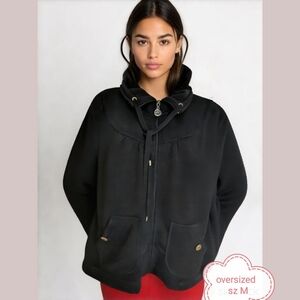 Black zip up sweater jacket oversized By Vintage Cotton